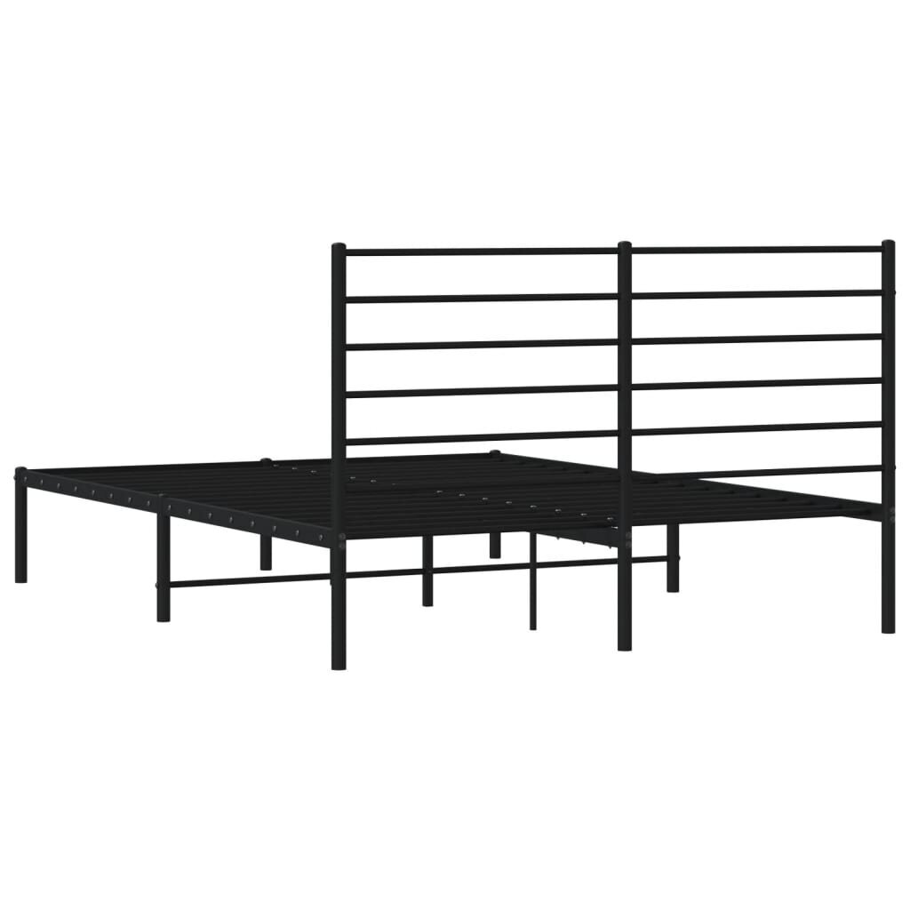 vidaXL gultas rāmis ar galvgali, melns metāls, 120x190 cm cena un informācija | Gultas | 220.lv