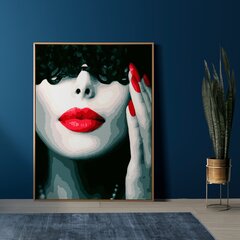 Glezna pēc numuriem, ierāmēta "Sarkanas lūpas" Oh Art! 40x50 cm cena un informācija | Gleznas pēc numuriem | 220.lv