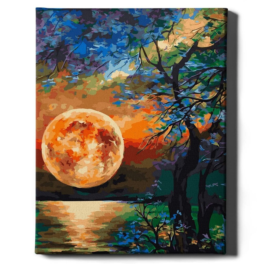 Glezna pēc numuriem, ierāmēta "Pilnmēness" Oh Art! 40x50 cm cena un informācija | Gleznas pēc numuriem | 220.lv