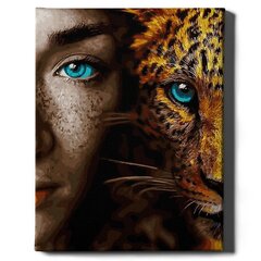 Картина по номерам "Ягуар и девушка" Oh Art! 40x50 см цена и информация | Живопись по номерам | 220.lv