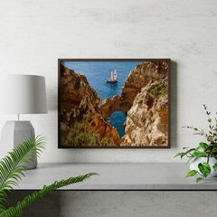 Glezna pēc numuriem, ierāmēta "Kuģis un kalni" Oh Art! 40x50 cm cena un informācija | Gleznas pēc numuriem | 220.lv