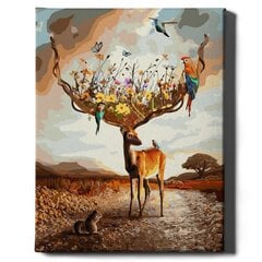 Картина по номерам "Олень и цветы" Oh Art! 40x50 см цена и информация | Живопись по номерам | 220.lv