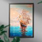 Glezna pēc numuriem, ierāmēta "Kuģis saullēktā" Oh Art! 40x50 cm cena un informācija | Gleznas pēc numuriem | 220.lv