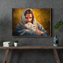Glezna pēc numuriem, ierāmēta "Jēzus un jērs" Oh Art! 40x50 cm цена и информация | Живопись по номерам | 220.lv