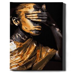 Glezna pēc numuriem ar zelta spīdumu krāsu, ierāmēta "Meitene zelta krāsā" Oh Art! 40x50 cm cena un informācija | Gleznas pēc numuriem | 220.lv