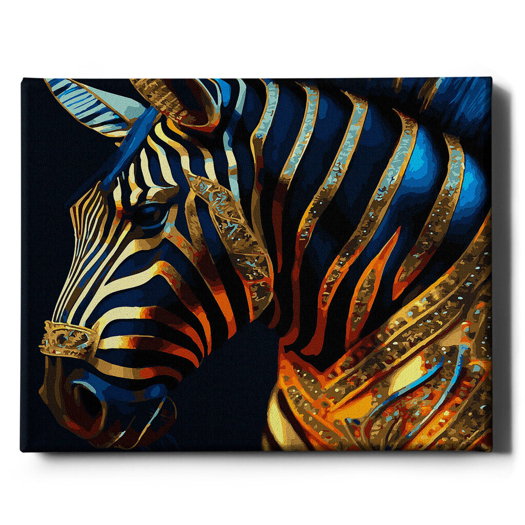 Glezna pēc numuriem ar zelta spīdumu krāsu, ierāmēta "Apzeltīta zebra" Oh Art! 40x50 cm cena un informācija | Gleznas pēc numuriem | 220.lv