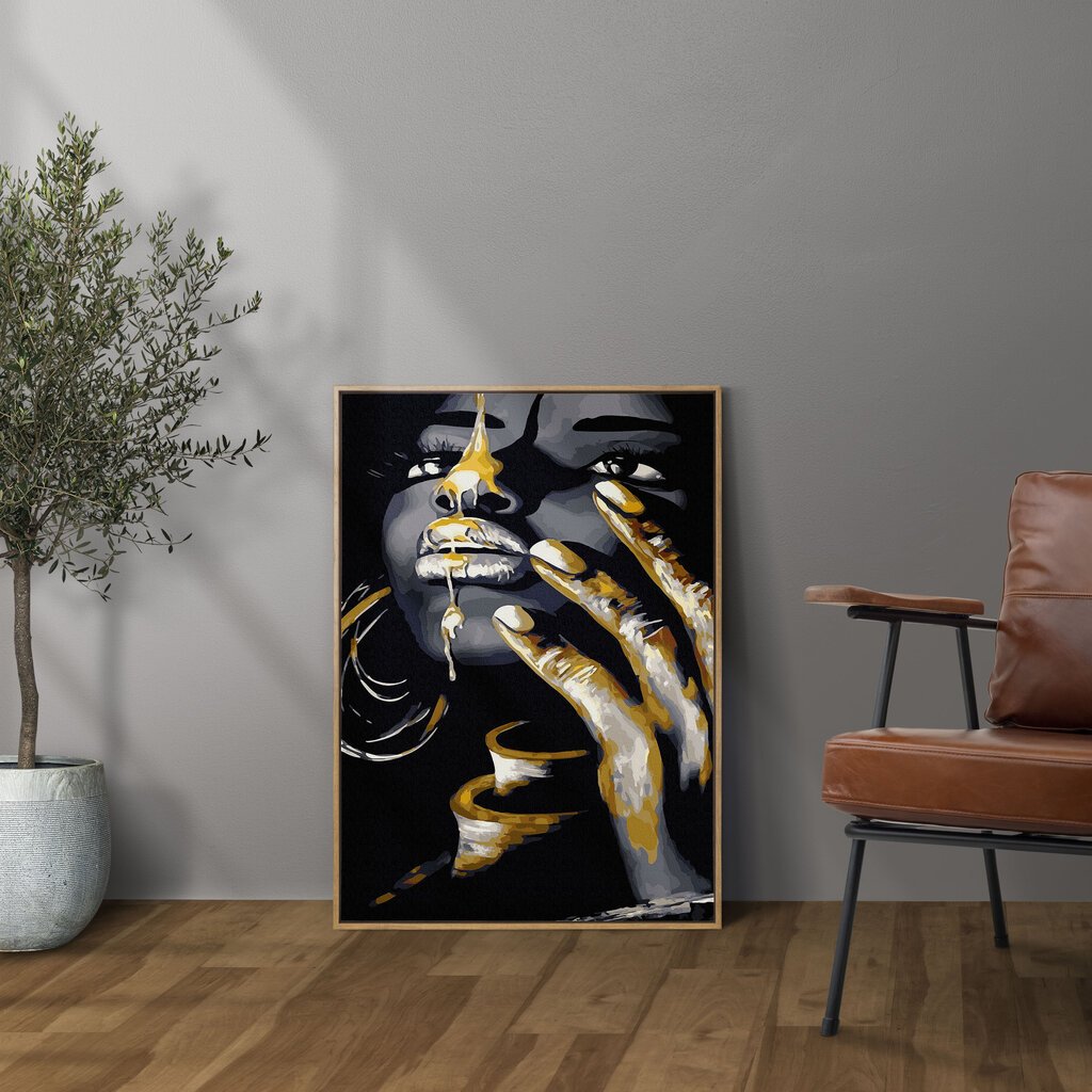 Glezna pēc numuriem ar zelta spīdumu krāsu, ierāmēta "Zelta rotaslietas" Oh Art! 40x50 cm цена и информация | Gleznas pēc numuriem | 220.lv