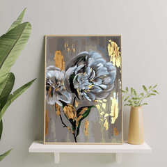 Glezna pēc numuriem ar zelta spīdumu krāsu, ierāmēta "Skaisti ziedi" Oh Art! 40x50 cm cena un informācija | Gleznas pēc numuriem | 220.lv