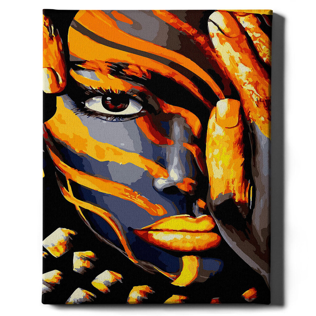 Glezna pēc numuriem ar zelta spīdumu krāsu, ierāmēta "Tīģera grims" Oh Art! 40x50 cm cena un informācija | Gleznas pēc numuriem | 220.lv