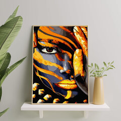 Glezna pēc numuriem ar zelta spīdumu krāsu, ierāmēta "Tīģera grims" Oh Art! 40x50 cm cena un informācija | Gleznas pēc numuriem | 220.lv