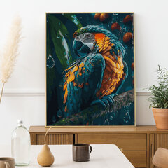 Glezna pēc numuriem, ierāmēta "Skaista papagailis" Oh Art! 40x50 cm cena un informācija | Gleznas pēc numuriem | 220.lv
