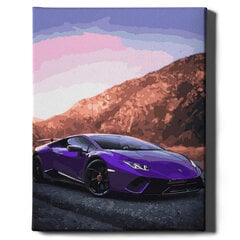 Glezna pēc numuriem, ierāmēta "Violets Lamborghini" Oh Art! 40x50 cm cena un informācija | Gleznas pēc numuriem | 220.lv