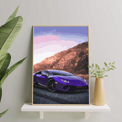 Glezna pēc numuriem, ierāmēta "Violets Lamborghini" Oh Art! 40x50 cm cena un informācija | Gleznas pēc numuriem | 220.lv