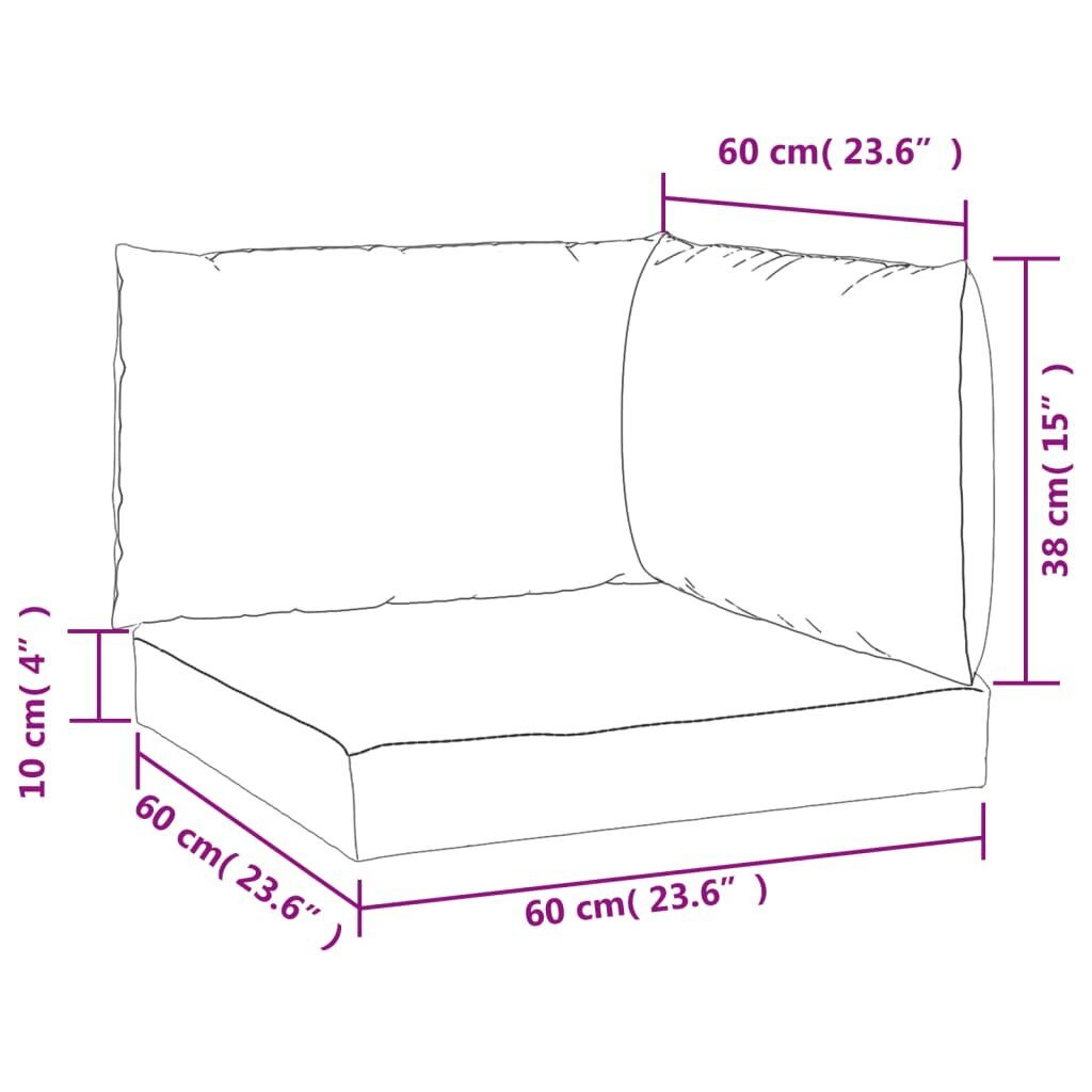 vidaXL palešu dīvānu matrači, 3 gab., rozā audums cena un informācija | Krēslu paliktņi | 220.lv