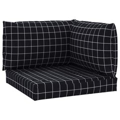 vidaXL palešu dīvāna matrači, 3 gab., melns četrstūru raksts cena un informācija | Krēslu paliktņi | 220.lv