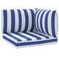 vidaXL palešu dīvāna matrači, 3 gab., zilas un baltas svītras, audums cena un informācija | Krēslu paliktņi | 220.lv