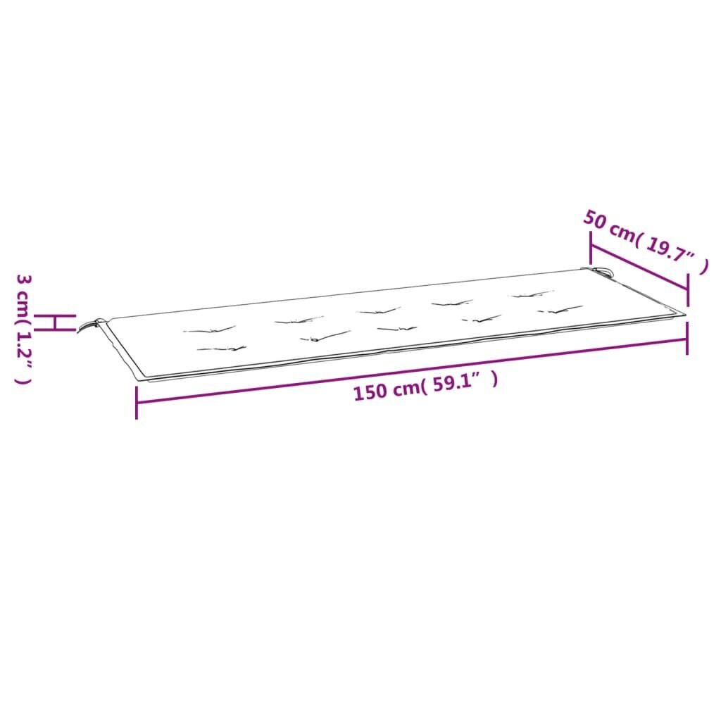 vidaXL dārza sola matracis, 150x50x3 cm, audums ar lapu rakstu цена и информация | Krēslu paliktņi | 220.lv