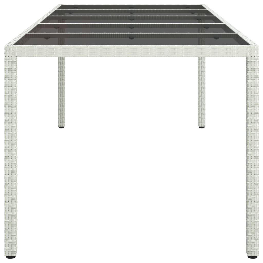 vidaXL dārza galds, 250x100x75cm, PE rotangpalma, rūdīts stikls, balts цена и информация | Dārza galdi | 220.lv
