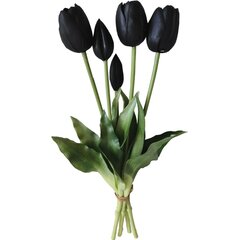 5 melnu tulpju pušķis, 40 cm cena un informācija | Mākslīgie ziedi | 220.lv