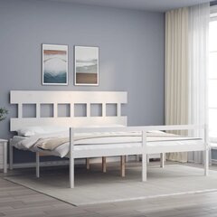 vidaXL gultas rāmis ar galvgali, 6FT, Super King, masīvkoks, balts цена и информация | Кровати | 220.lv
