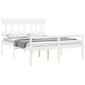 vidaXL gultas rāmis ar galvgali, 160x200 cm, masīvkoks, balts cena un informācija | Gultas | 220.lv