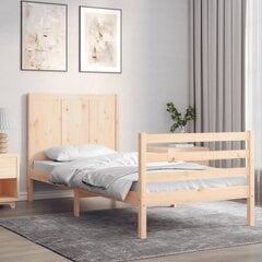 vidaXL gultas rāmis ar galvgali, 3FT, vienvietīgs, masīvkoks цена и информация | Кровати | 220.lv