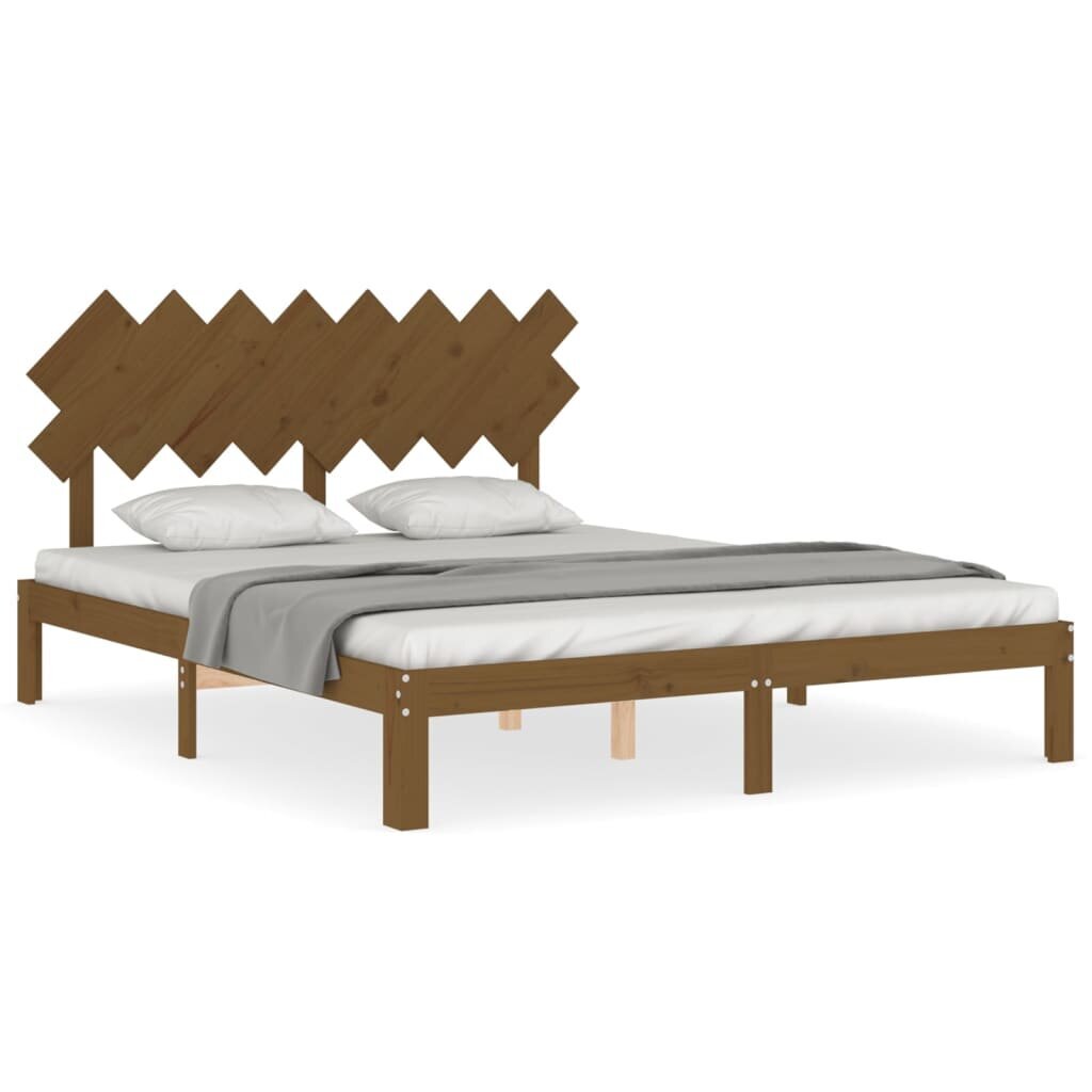 vidaXL gultas rāmis ar galvgali, medus brūns, 160x200 cm, masīvkoks cena un informācija | Gultas | 220.lv