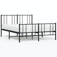 vidaXL gultas rāmis ar galvgali un kājgali, melns metāls, 120x190 cm cena un informācija | Gultas | 220.lv