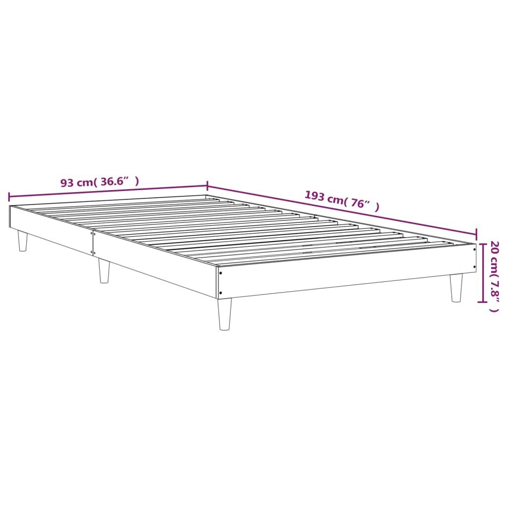 vidaXL gultas rāmis, melns, 90x190 cm, inženierijas koks цена и информация | Gultas | 220.lv