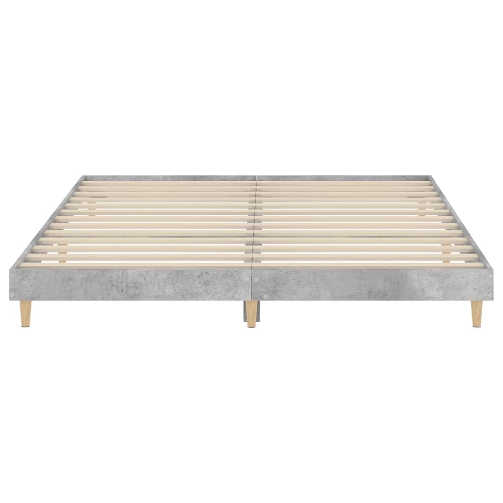 vidaXL gultas rāmis, betona pelēks, 200x200 cm, inženierijas koks cena un informācija | Gultas | 220.lv