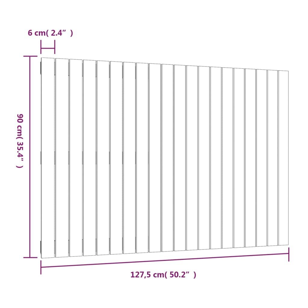 vidaXL sienas galvgalis, 127,5x3x90 cm, priedes masīvkoks cena un informācija | Gultas | 220.lv