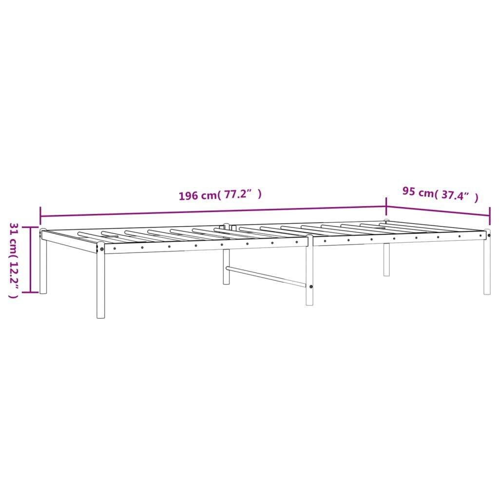 vidaXL gultas rāmis, balts metāls, 90x190 cm cena un informācija | Gultas | 220.lv