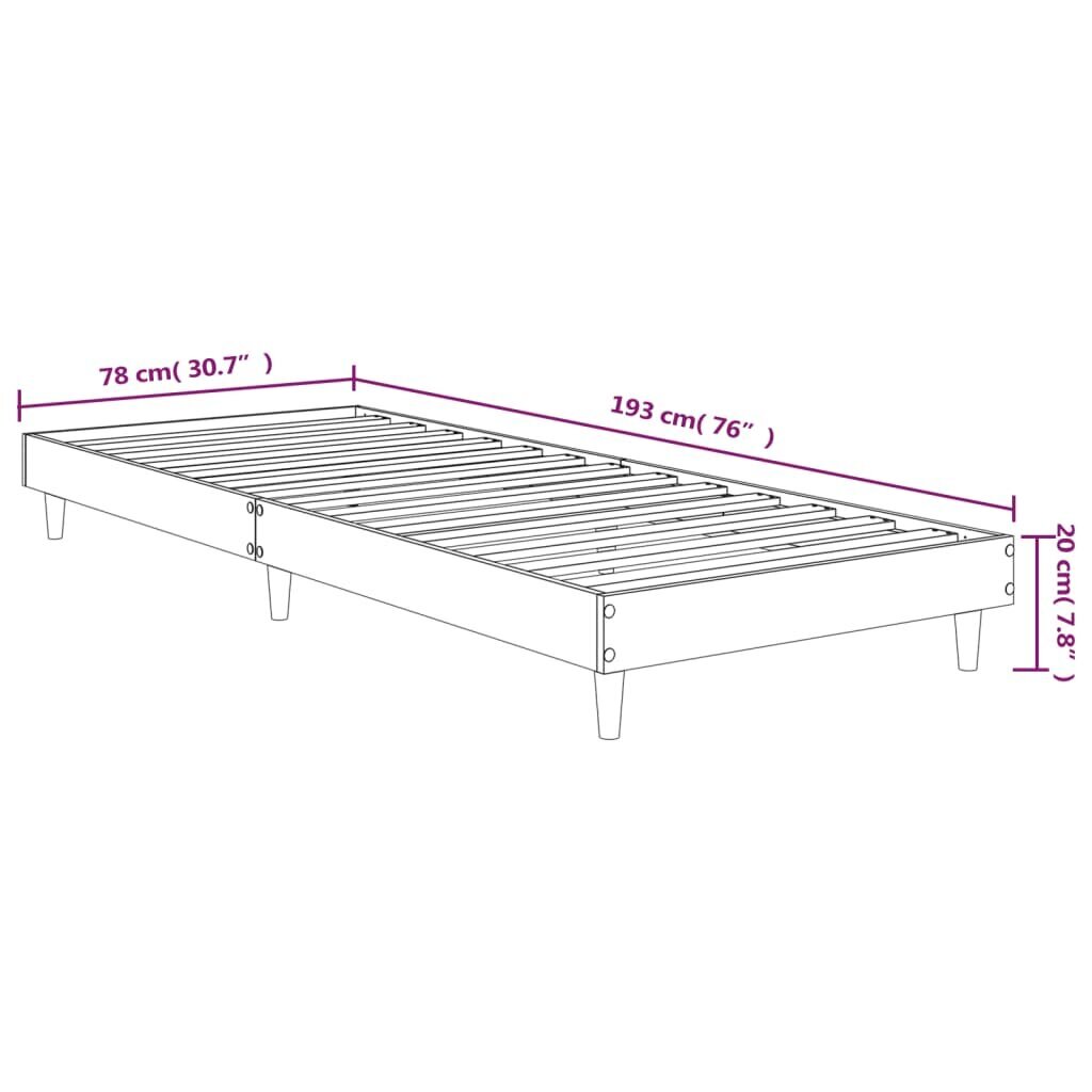 vidaXL gultas rāmis, melns, 75x190 cm, inženierijas koks cena un informācija | Gultas | 220.lv