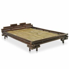 vidaXL gultas rāmis, tumši brūns, bambuss, 140x200 cm cena un informācija | Gultas | 220.lv