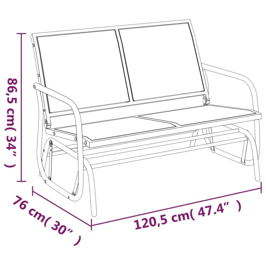 vidaXL dārza sols, brūns, 120,5x76x86,5 cm, tekstilēns, tērauds цена и информация | Dārza soli | 220.lv