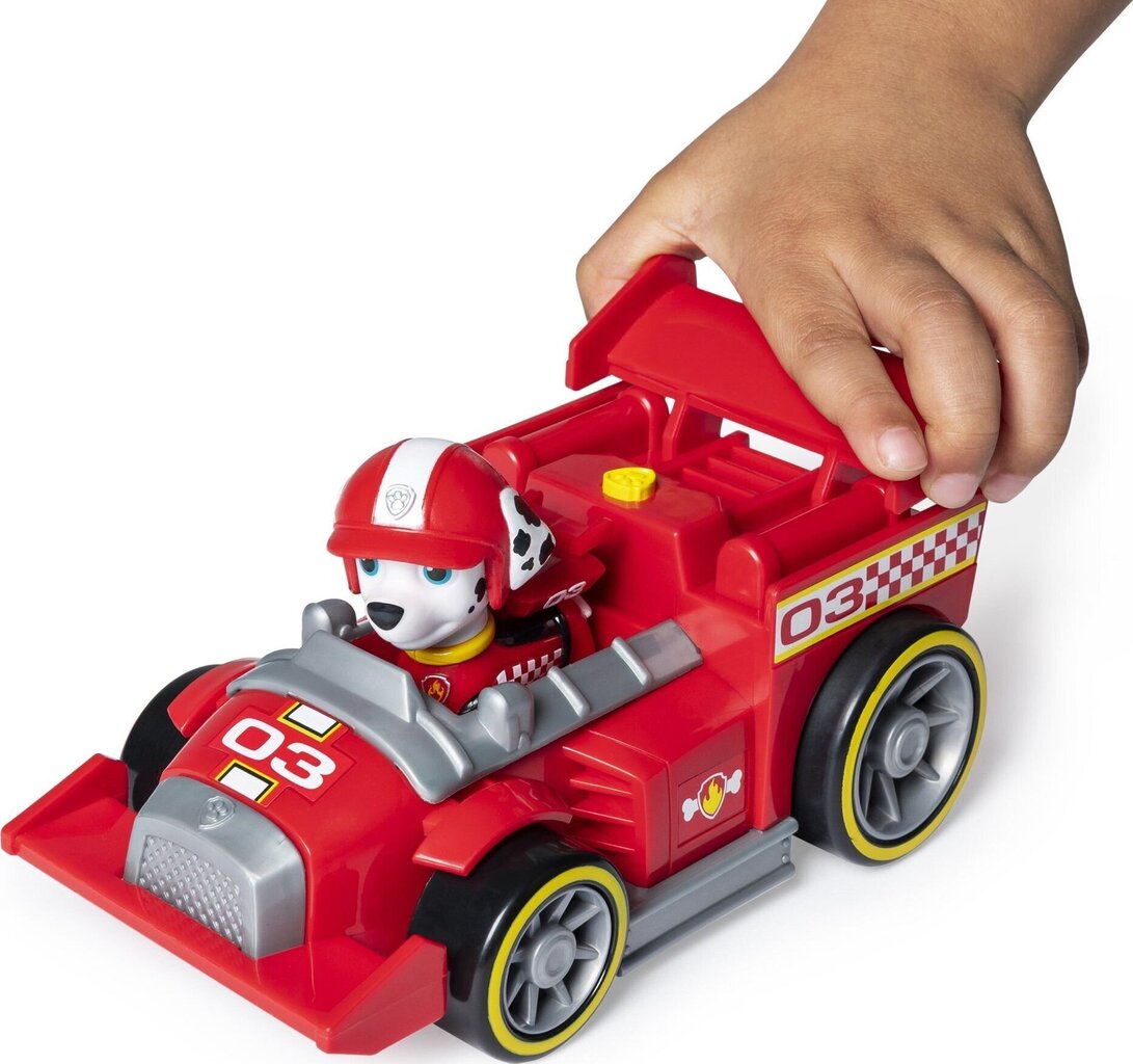 Figūriņa Paw Patrol Marshall Ready Race Rescue + sacīkšu auto ar piedziņu un skaņu cena un informācija | Attīstošās rotaļlietas | 220.lv