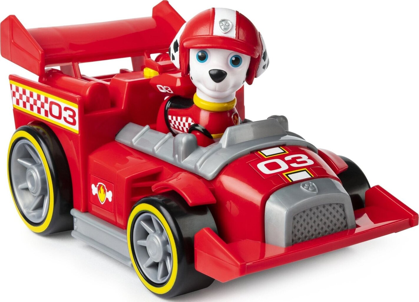 Figūriņa Paw Patrol Marshall Ready Race Rescue + sacīkšu auto ar piedziņu un skaņu cena un informācija | Attīstošās rotaļlietas | 220.lv