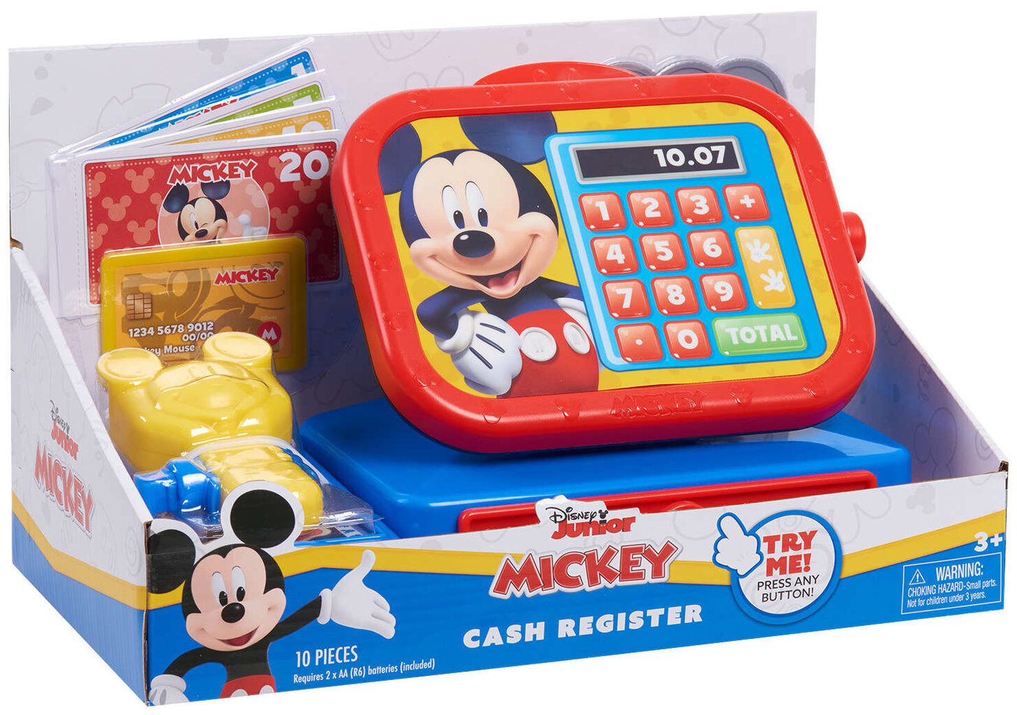 Elektroniskais kases aparāts Disney Mickey Mouse ar piederumiem cena un informācija | Rotaļlietas meitenēm | 220.lv