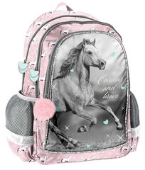 Mugursoma Zirga skolas soma rozā krāsā. цена и информация | Школьные рюкзаки, спортивные сумки | 220.lv