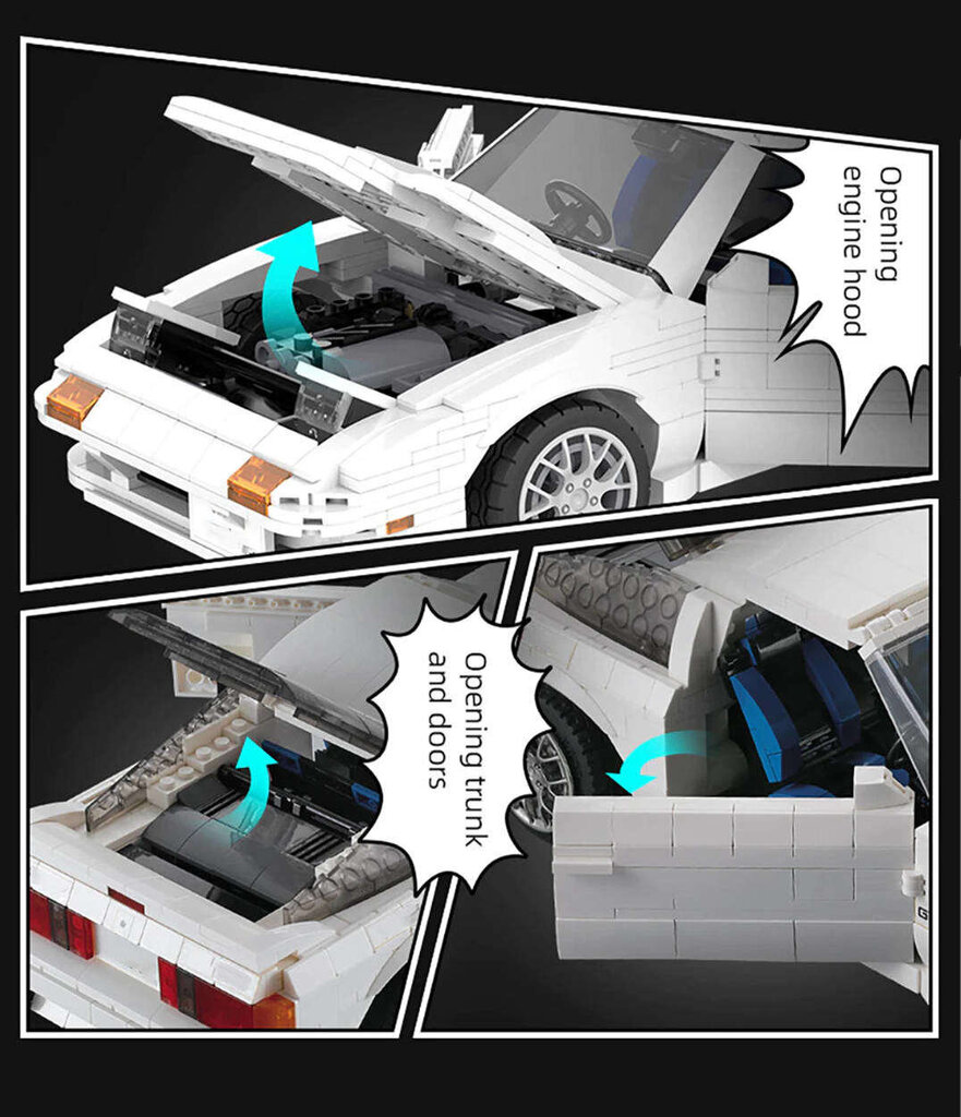 Būvkonstrukciju bloku komplekts balts Mazda RX-7 manga Initial-D Cada C61022W цена и информация | Konstruktori | 220.lv