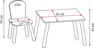 Стол + 2 стула MPMAX, белый цена и информация | Детские столы и стулья | 220.lv
