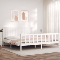 vidaXL gultas rāmis ar galvgali, 200x200 cm, masīvkoks, balts цена и информация | Кровати | 220.lv