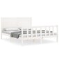 vidaXL gultas rāmis ar galvgali, 160x200 cm, masīvkoks, balts цена и информация | Gultas | 220.lv