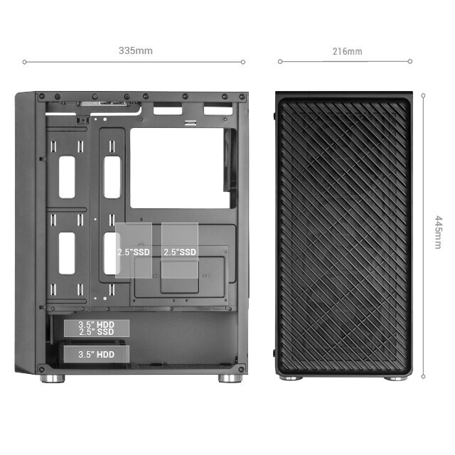 MARS GAMING MC-3000 Datora korpuss ATX / 4x FAN / Melns cena un informācija | Datoru korpusi | 220.lv