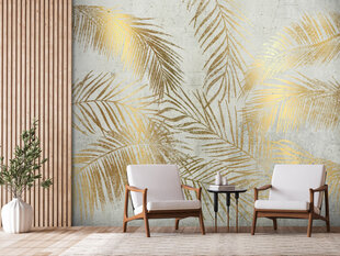 Фотообои с инструментом и клеем - Листья золотой пальмы, 400x280 см цена и информация | Фотообои | 220.lv