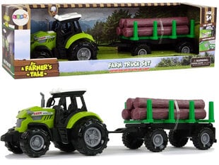 Rotaļlietu traktors ar baļķu piekabi cena un informācija | Rotaļlietas zēniem | 220.lv