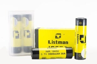 Battery Listman IMR 18650 3.7V 3500mAh 30A, 2 gab. цена и информация | Аккумуляторы | 220.lv