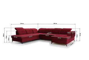 Stūra dīvāns Bogart Belavio U II, kreisās puses variants, sarkans cena un informācija | Stūra dīvāni | 220.lv