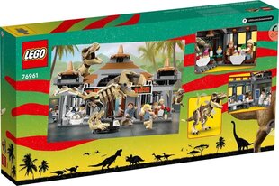 76961 LEGO® Jurassic World Apmeklētāju centra Tiranozaura un velociraptora uzbrukums cena un informācija | Konstruktori | 220.lv