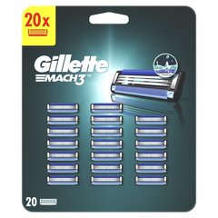 Сменные кассеты Gillette Mach3 3, 20 шт. цена и информация | Косметика и средства для бритья | 220.lv